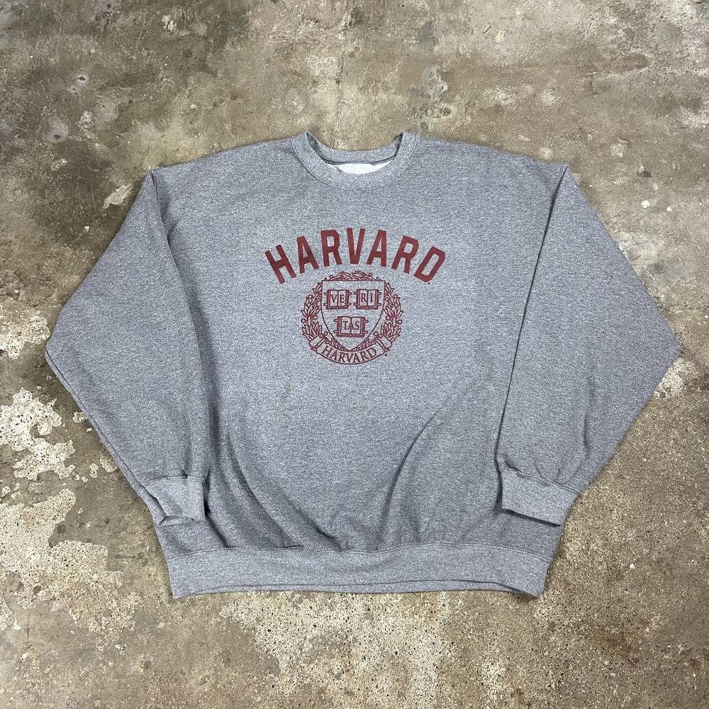 Harvard university Sweatshirt Size XL Gray Fleece Crewneck Pullover Crest Logo